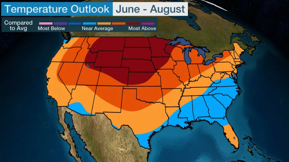 June-August heat forecast